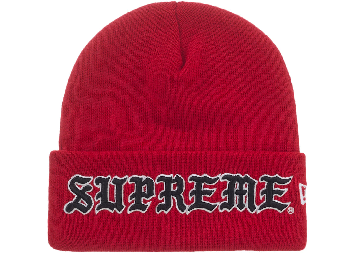Supreme New Era Old English Beanie Red - vue 360