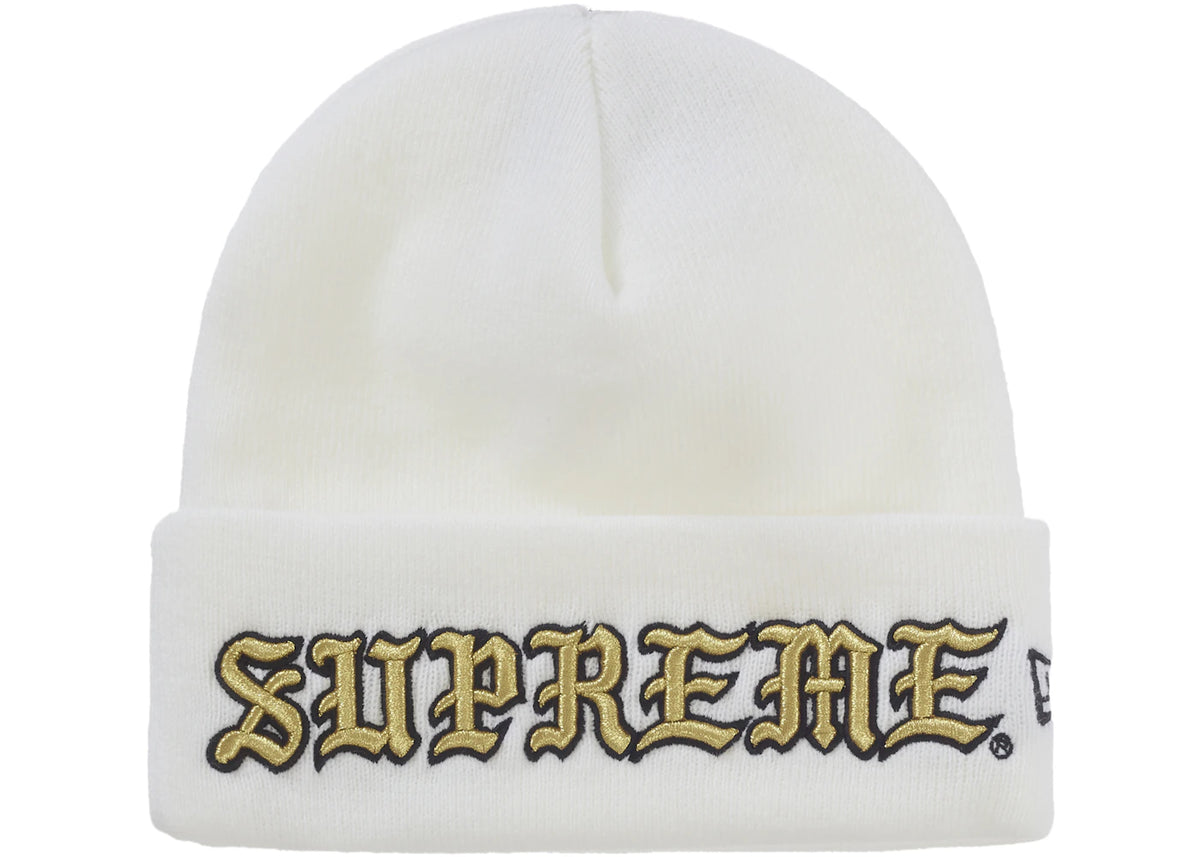 Supreme New Era Old English Beanie White - vue secondaire A