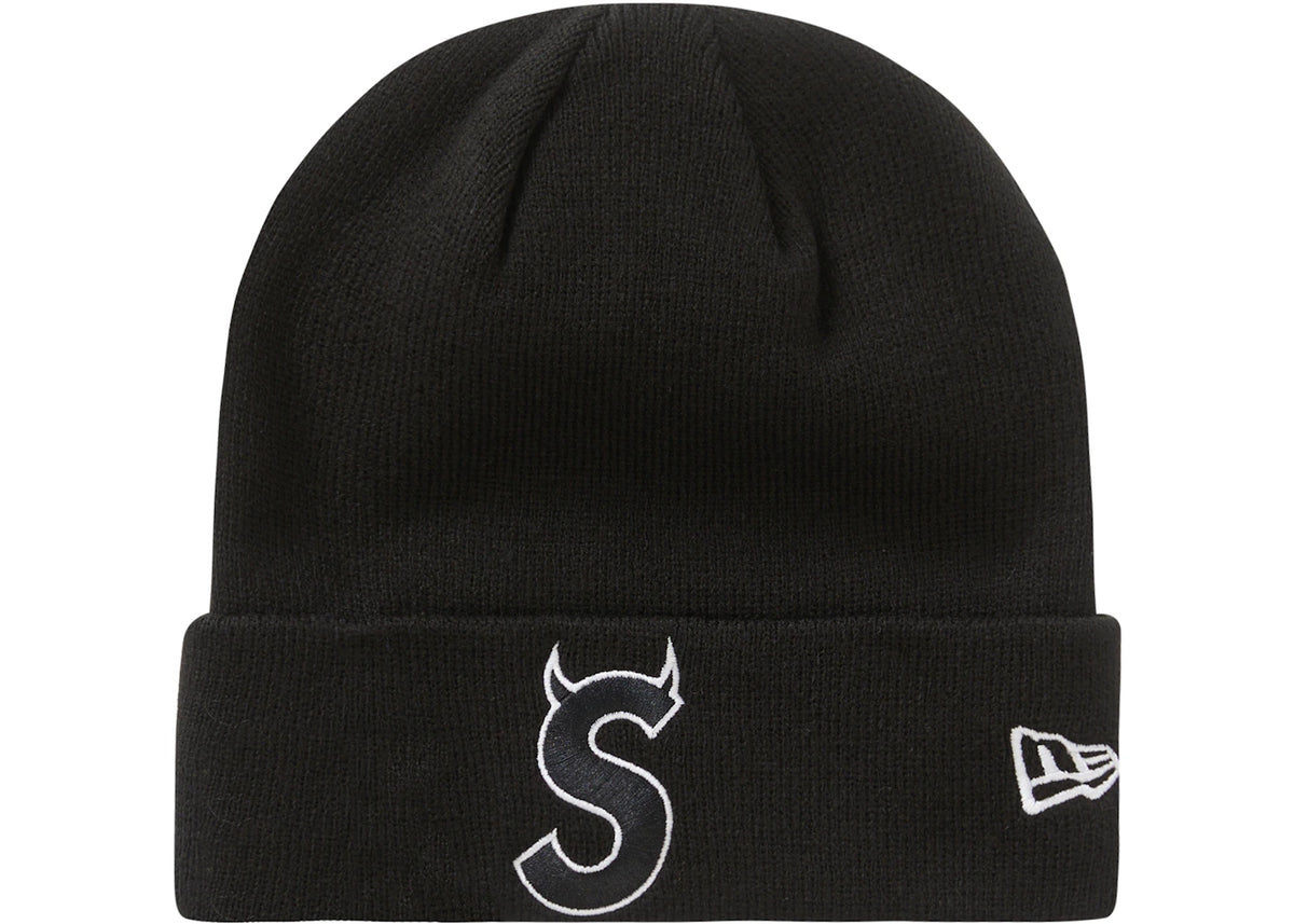 Supreme New Era S Logo Beanie (FW22) Black - vue 360