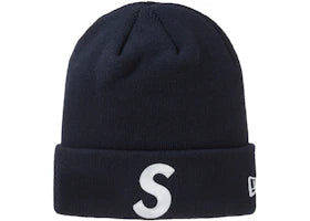 Supreme New Era S Logo Beanie Navy - vue 360