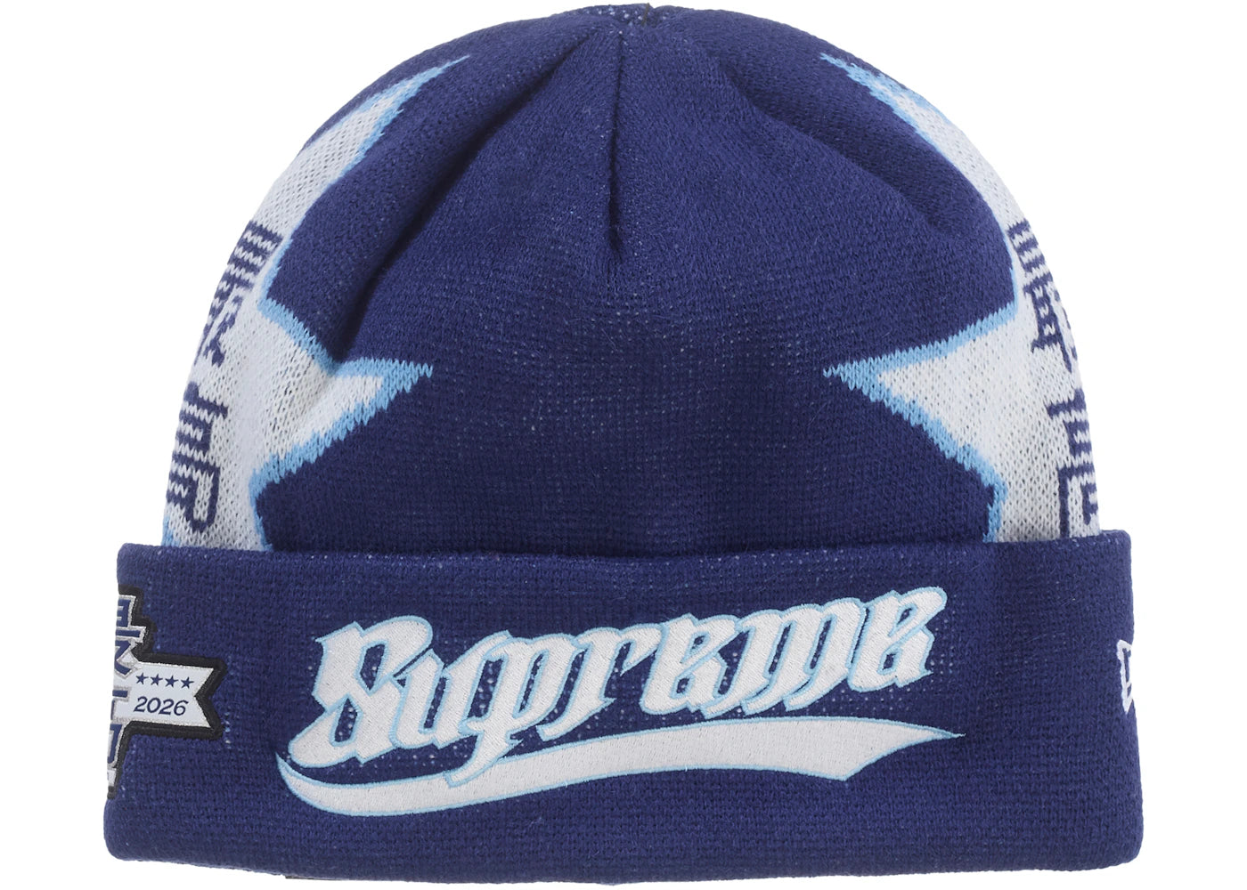 Supreme New Era Stars Beanie Navy - vue secondaire A