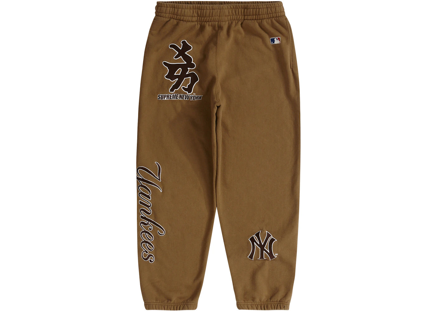 Supreme New York Yankees Kanji Sweatpant Dark Khaki - vue secondaire A