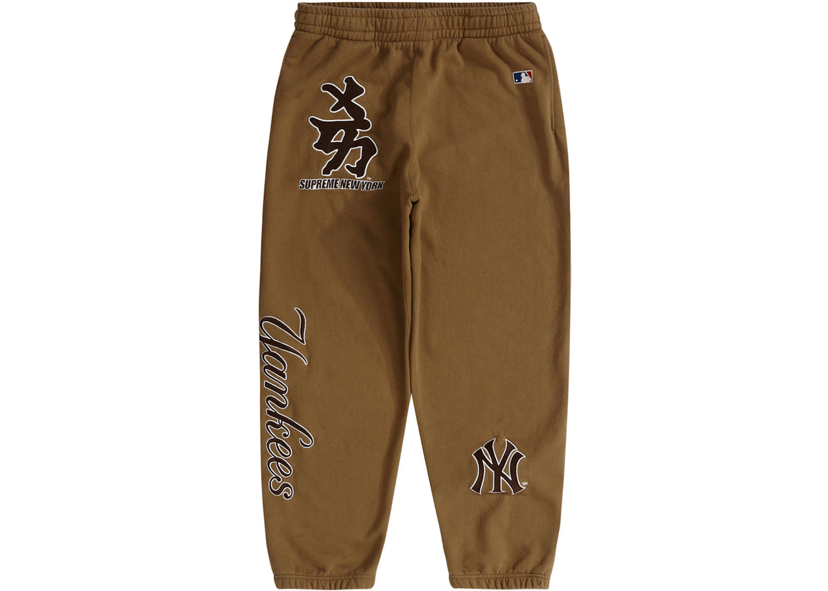 Supreme New York Yankees Kanji Sweatpant Dark Khaki - vue 360