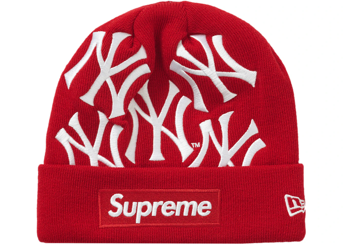 Supreme New York Yankees New Era Box Logo Beanie Red - vue secondaire A