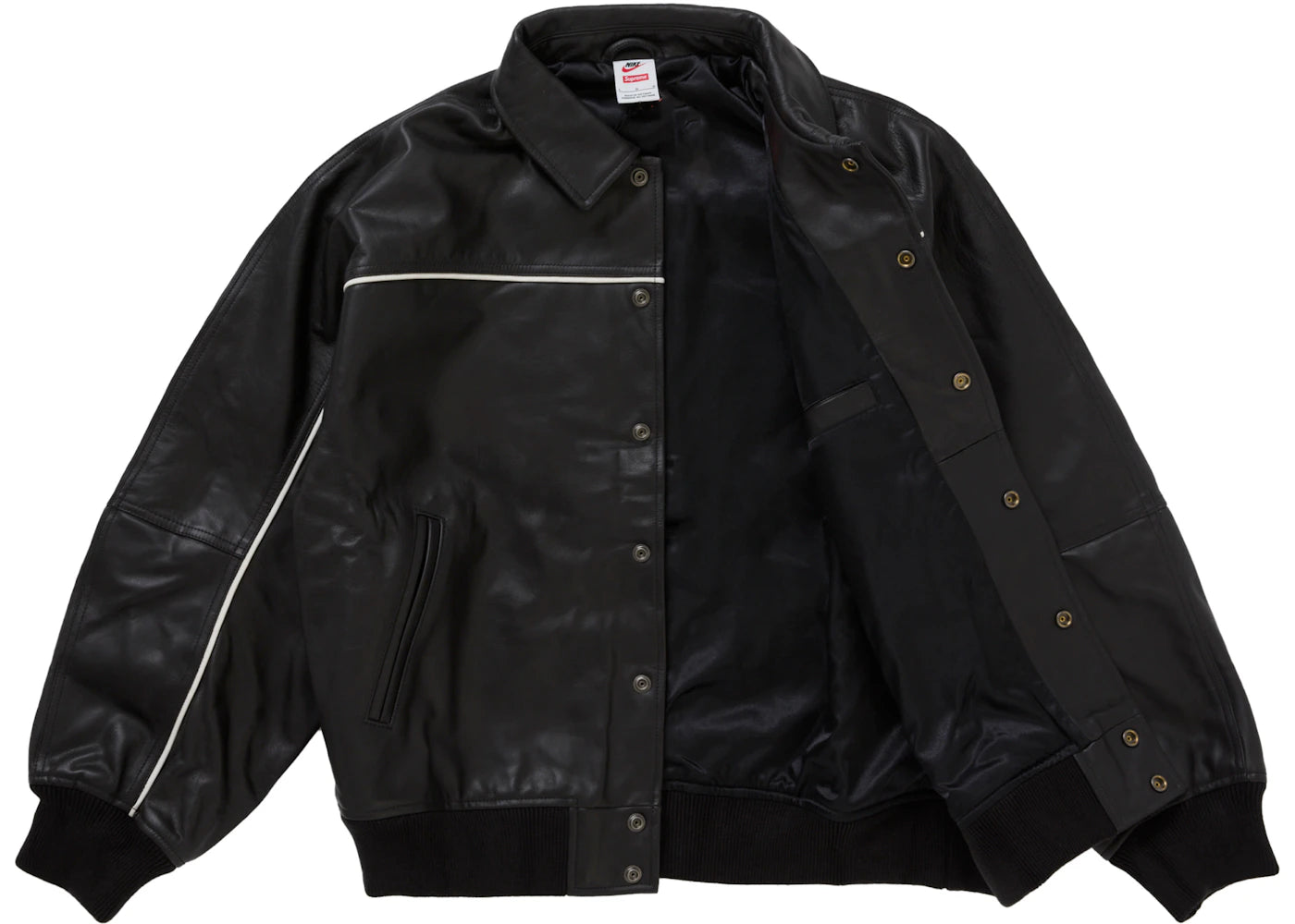 Supreme Nike Leather Varsity Jacket Black - vue secondaire B