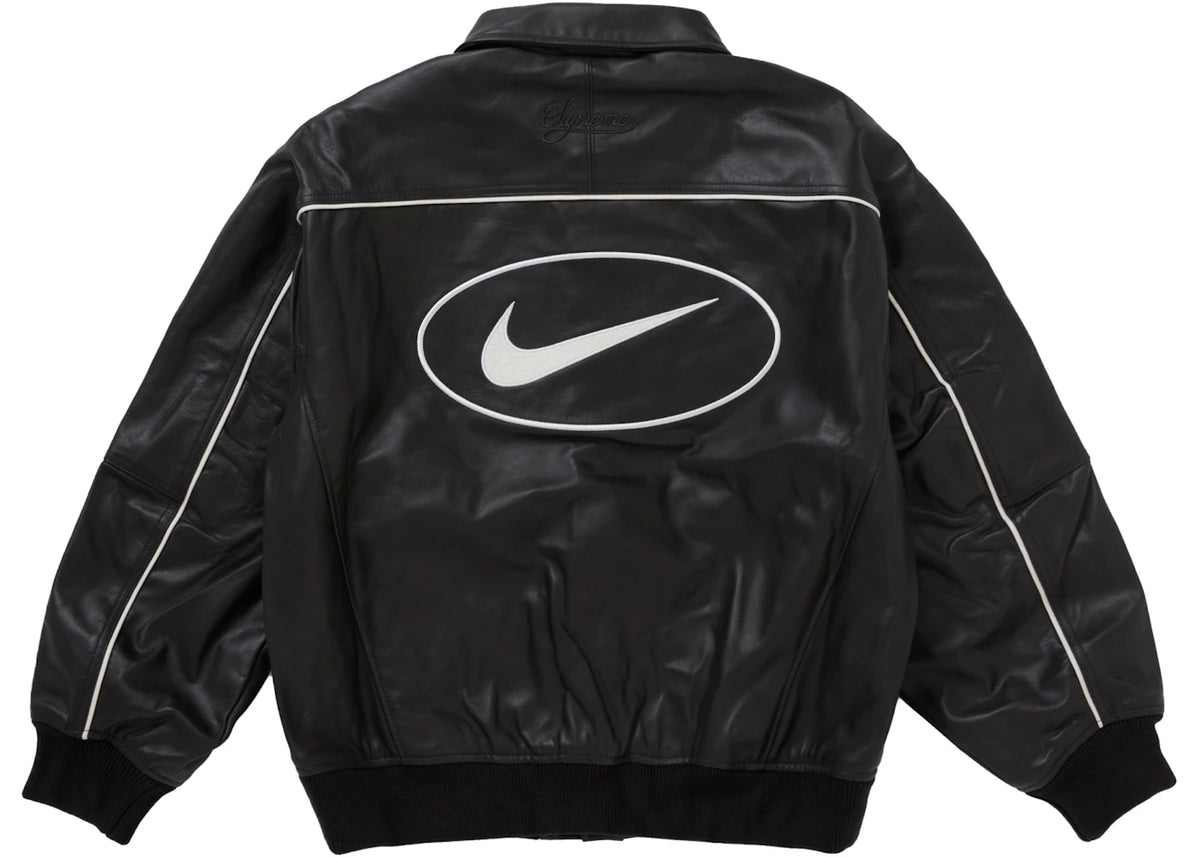Supreme Nike Leather Varsity Jacket Black - vue secondaire B