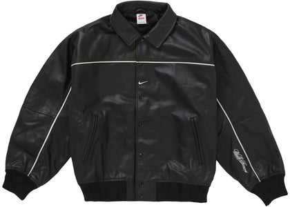 Supreme Nike Leather Varsity Jacket Black - apparel view 2