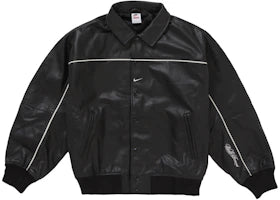 Supreme Nike Leather Varsity Jacket Black - vue 360