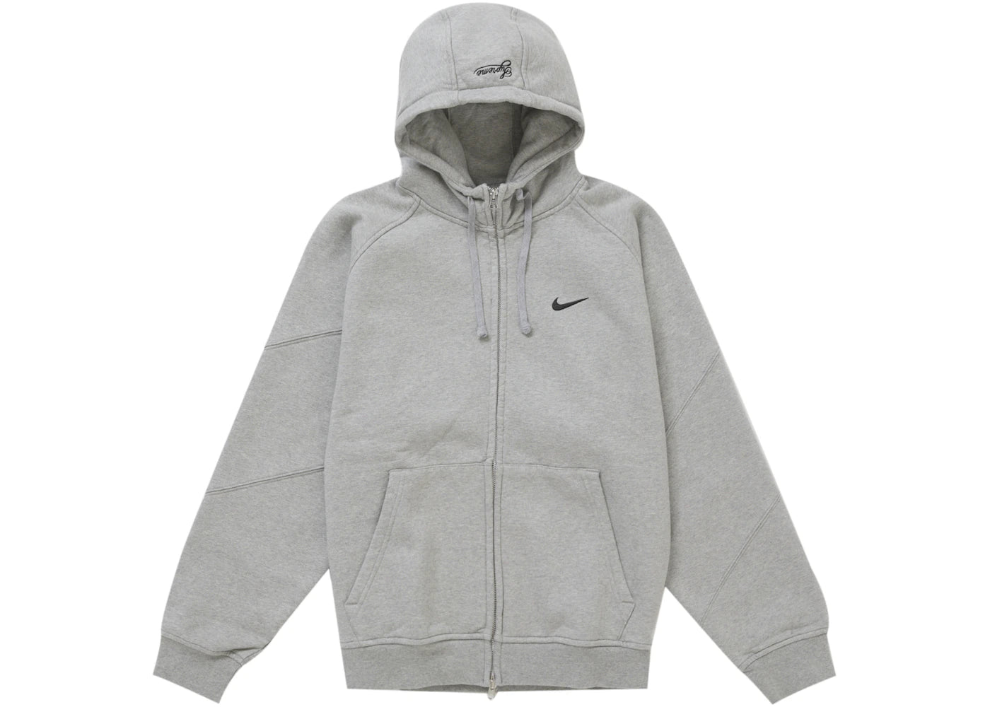 Supreme Nike Zip Up Hooded Sweatshirt Heather Grey - vue 360