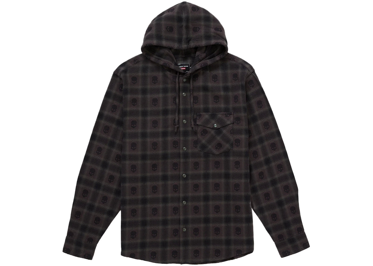 Supreme Number (N)ine Hooded Flannel Shirt Black - vue 360