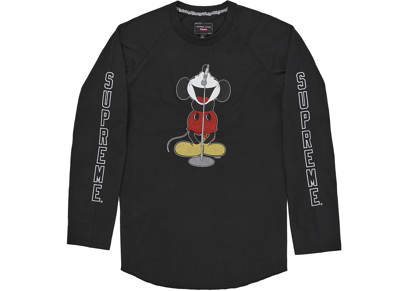Supreme Number (N)ine Mickey Raglan L/S Top Black - vue 360