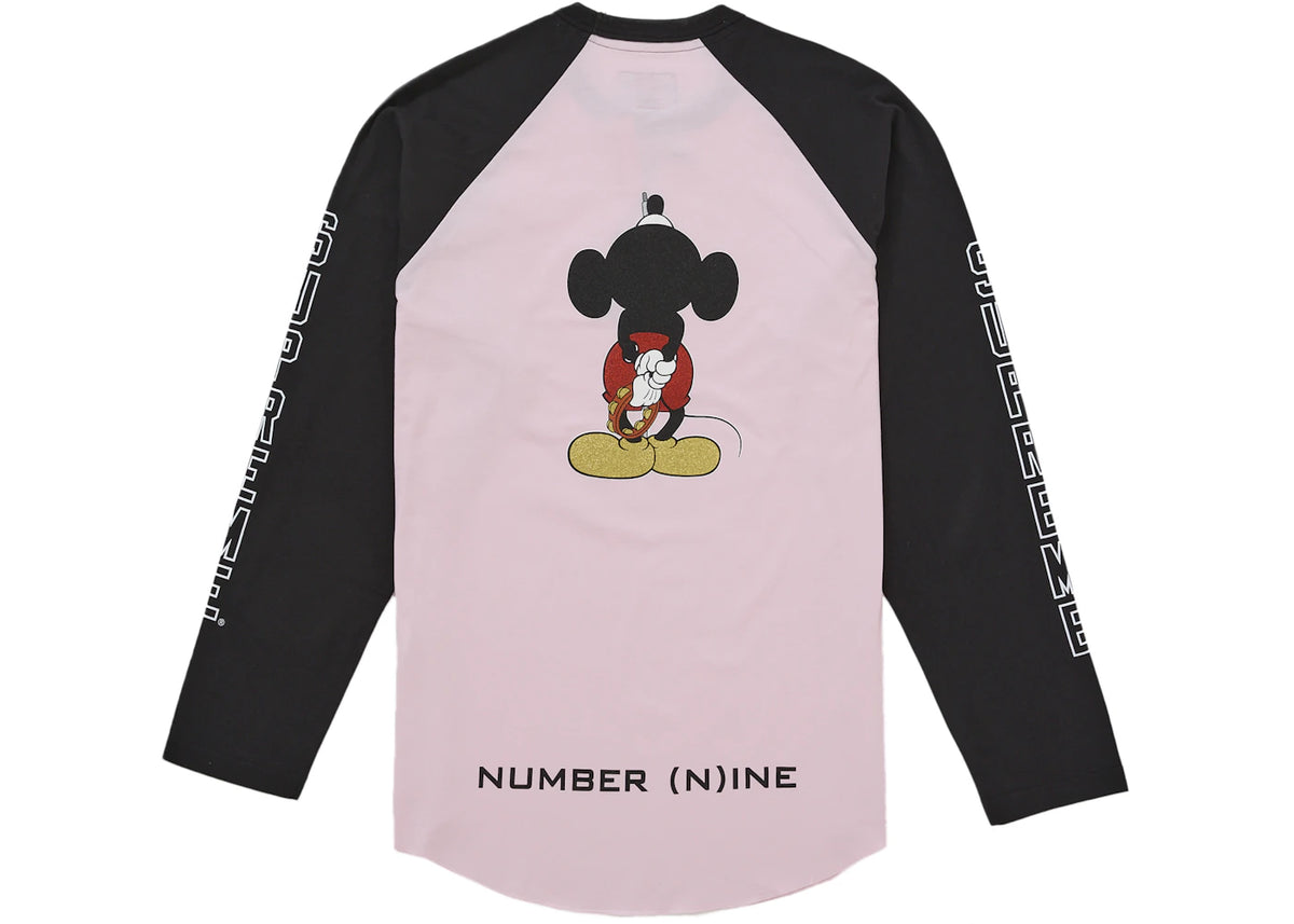 Supreme Number (N)ine Mickey Raglan L/S Top Pink - vue secondaire A
