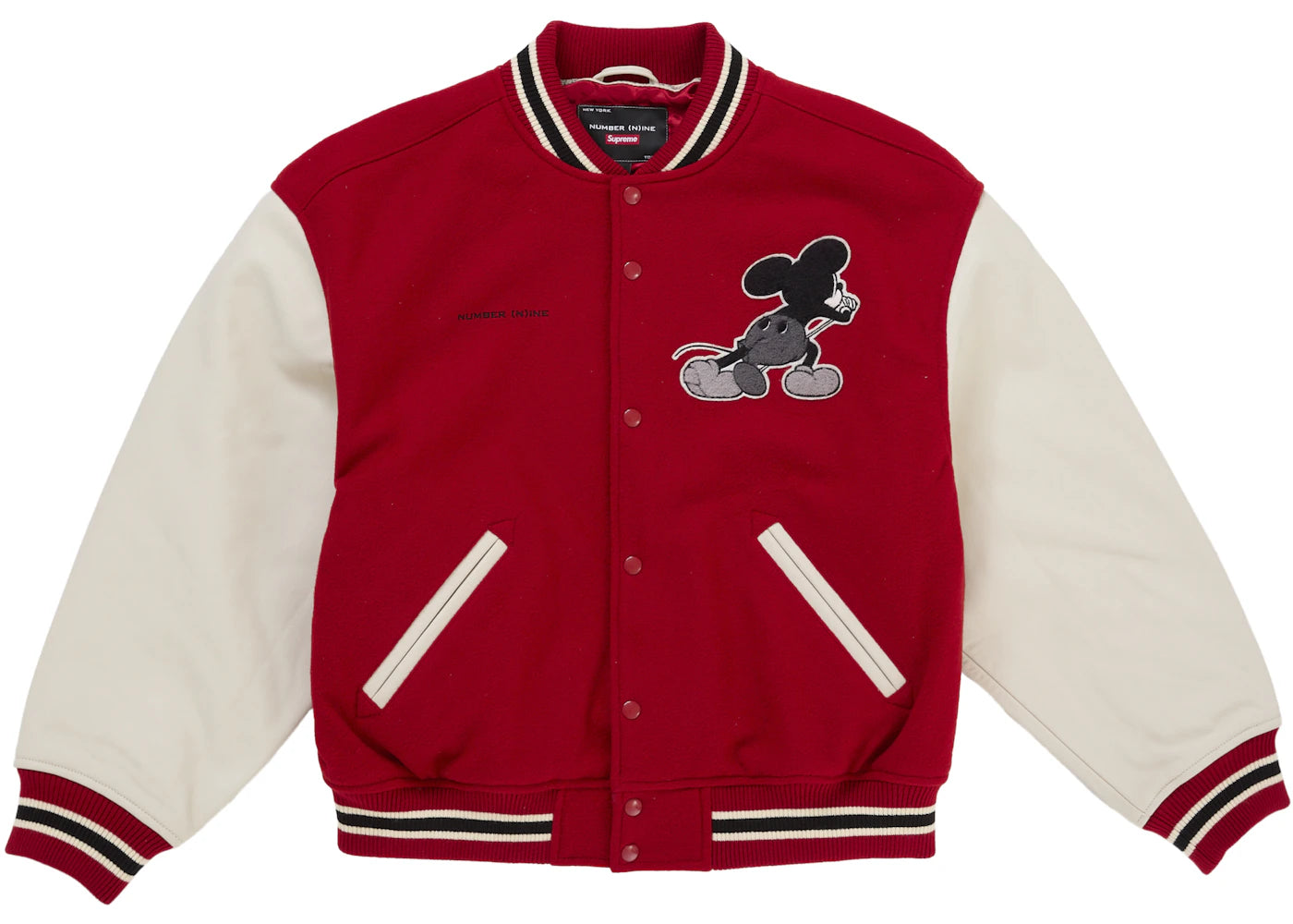 Supreme Number (N)ine Mickey Varsity Jacket Red