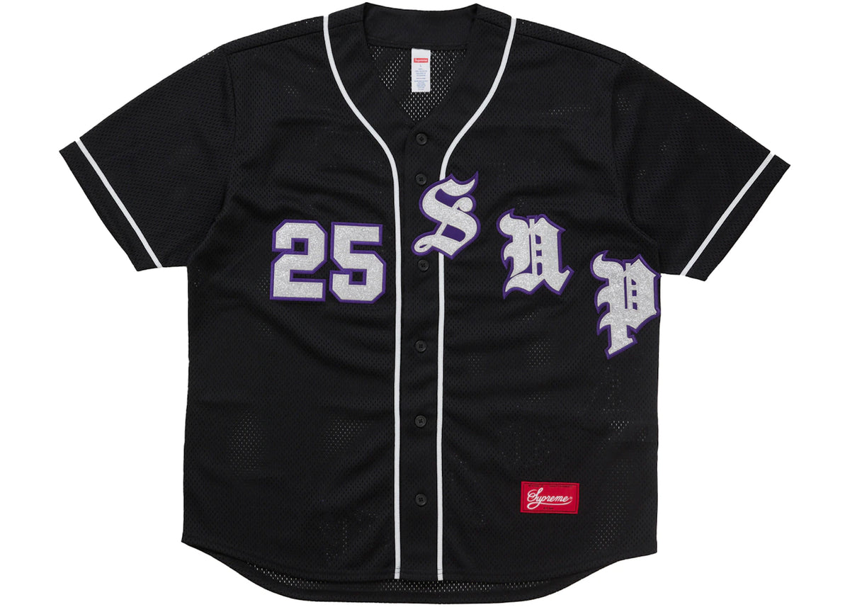 Supreme Old English Baseball Jersey Black - vue 360