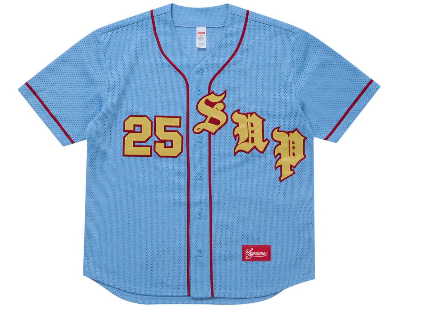 Supreme Old English Baseball Jersey Light Blue - vue 360