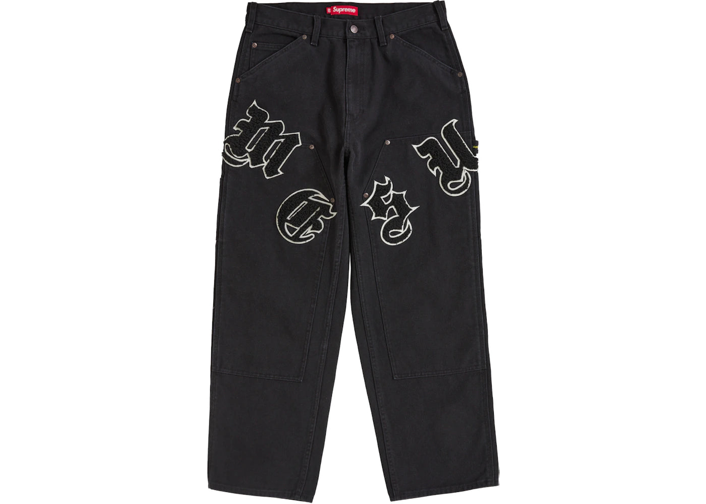 Supreme Old English Canvas Double Knee Painter Pant Black - vue 360