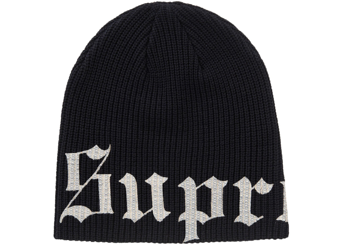 Supreme Old English Printed Beanie Black - vue 360