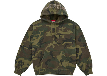Supreme Overdyed Studded Hooded Sweatshirt Woodland Camo - apparel view 2