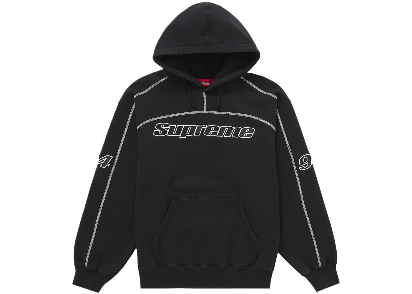 Supreme Overlock Hooded Sweatshirt Black - vue secondaire A