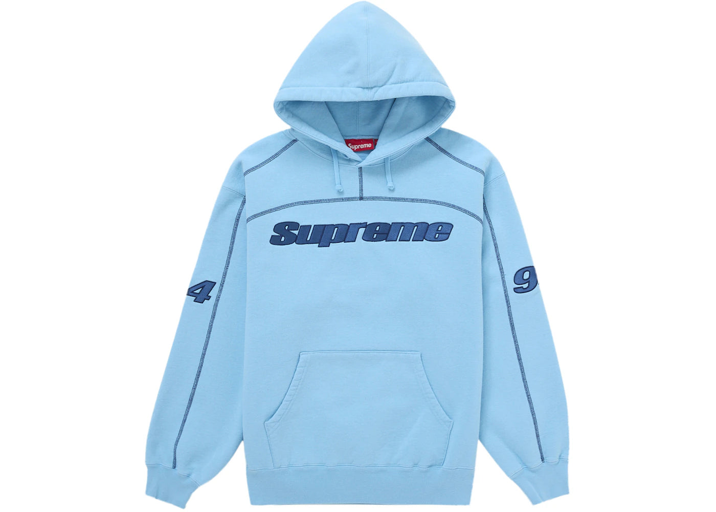 Supreme Overlock Hooded Sweatshirt Light Blue - vue 360