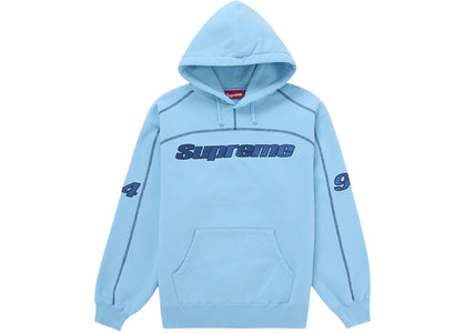 Supreme Overlock Hooded Sweatshirt Light Blue - authentic Supreme apparel