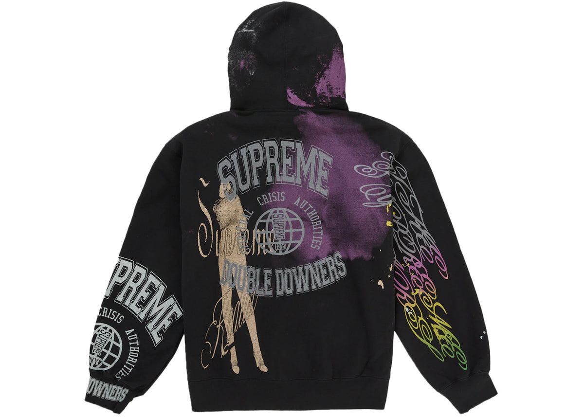 Supreme Overprint Hooded Sweatshirt Black - vue secondaire B