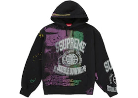Supreme Overprint Hooded Sweatshirt Black - vue 360