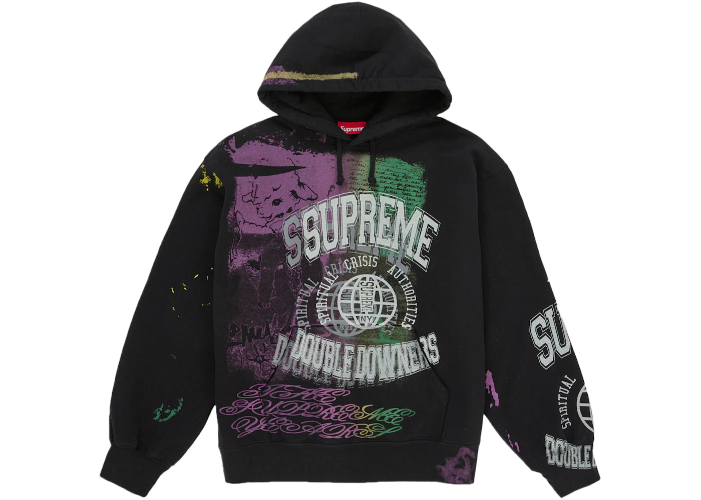 Supreme Overprint Hooded Sweatshirt Black - vue secondaire A