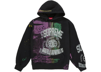 Supreme Overprint Hooded Sweatshirt Black - apparel view 2