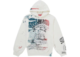 Supreme Overprint Hooded Sweatshirt White - vue 360