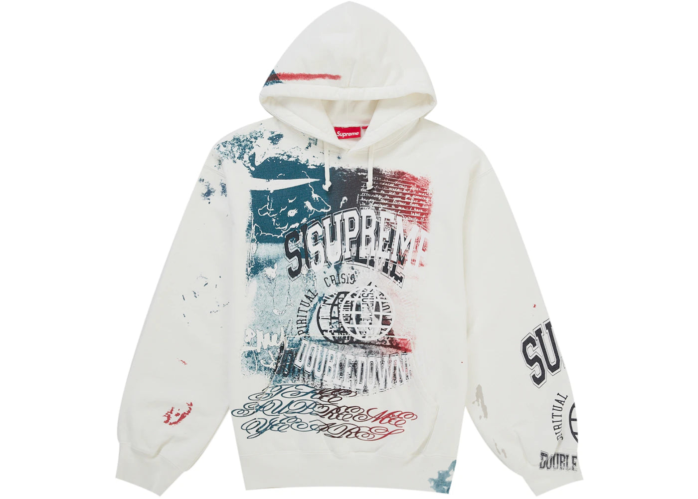 Supreme Overprint Hooded Sweatshirt White - vue secondaire A