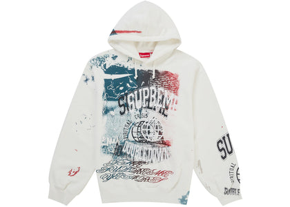 Supreme Overprint Hooded Sweatshirt White - apparel view 2