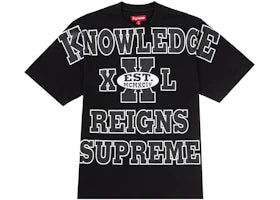 Supreme Overprint Knowledge S/S Top Black - authentic Supreme product