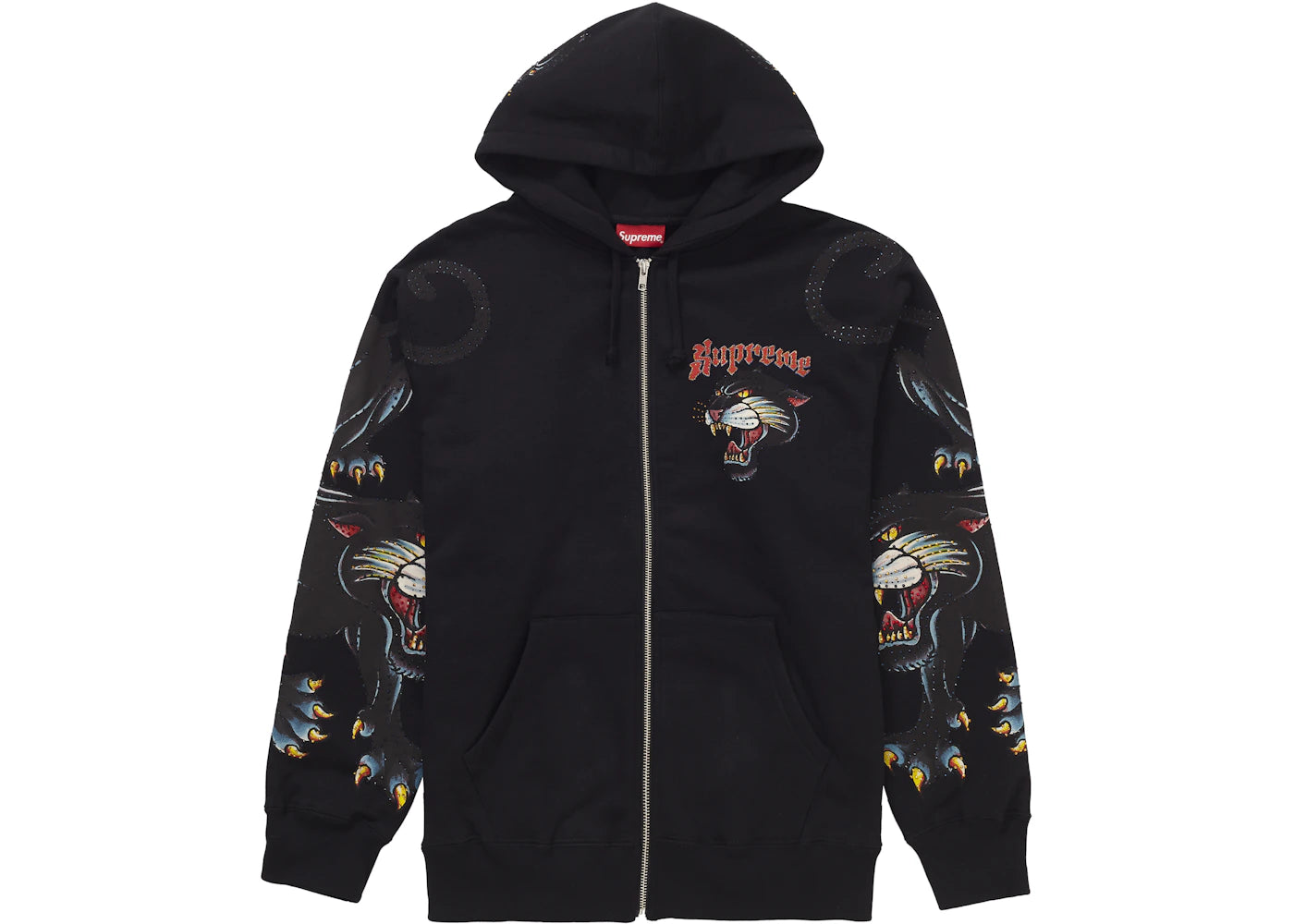 Supreme Panther Zip Up Hooded Sweatshirt Black - vue secondaire B