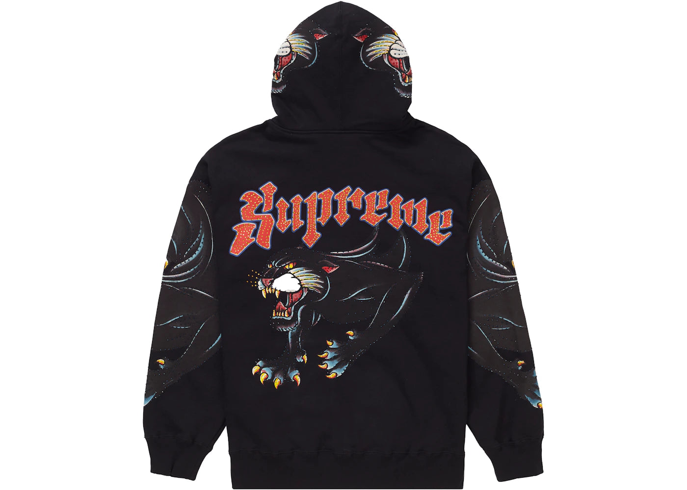 Supreme Panther Zip Up Hooded Sweatshirt Black - vue secondaire A