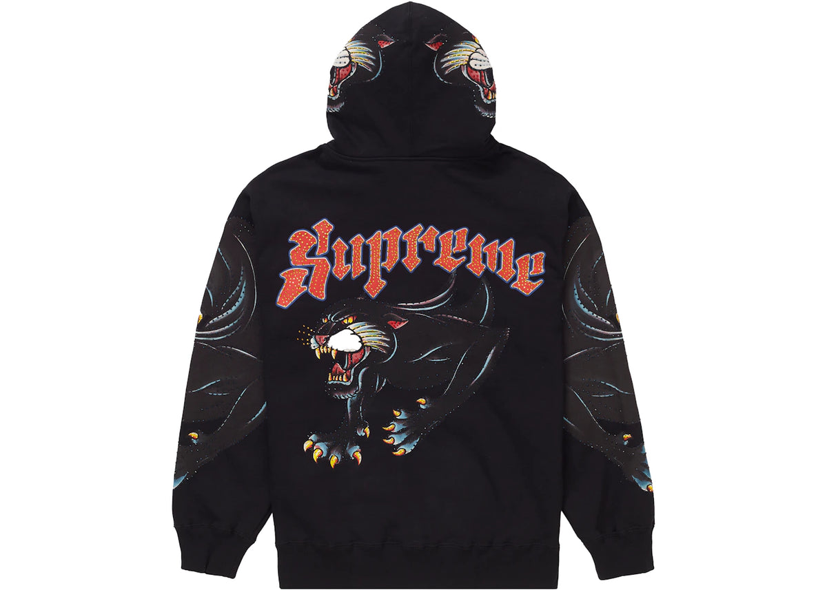 Supreme Panther Zip Up Hooded Sweatshirt Black - vue 360