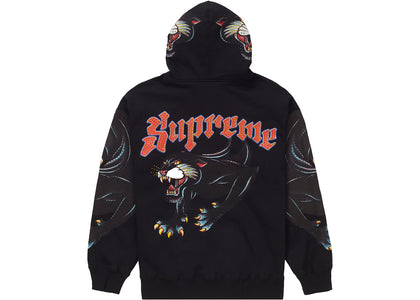 Supreme Panther Zip Up Hooded Sweatshirt Black - apparel view 2