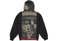 Supreme Paris Is Burning Zip Up Hooded Sweatshirt Black