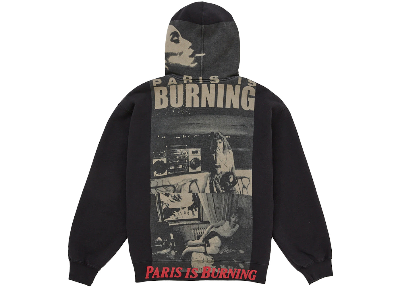 Supreme Paris Is Burning Zip Up Hooded Sweatshirt Black - vue secondaire A