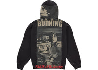 Supreme Paris Is Burning Zip Up Hooded Sweatshirt Black