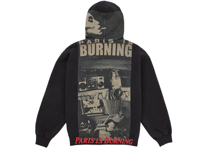 Supreme Paris Is Burning Zip Up Hooded Sweatshirt Black - apparel view 2