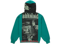 Supreme Paris Is Burning Zip Up Hooded Sweatshirt Green