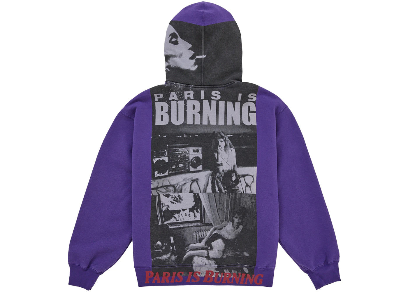 Supreme Paris Is Burning Zip Up Hooded Sweatshirt Purple - vue secondaire A