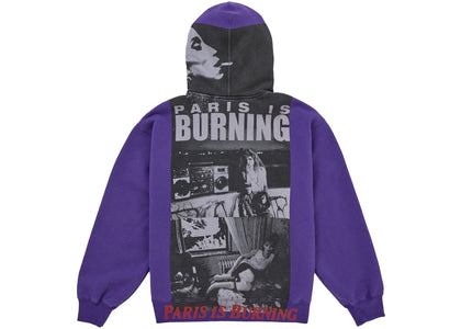 Supreme Paris Is Burning Zip Up Hooded Sweatshirt Purple - apparel view 2