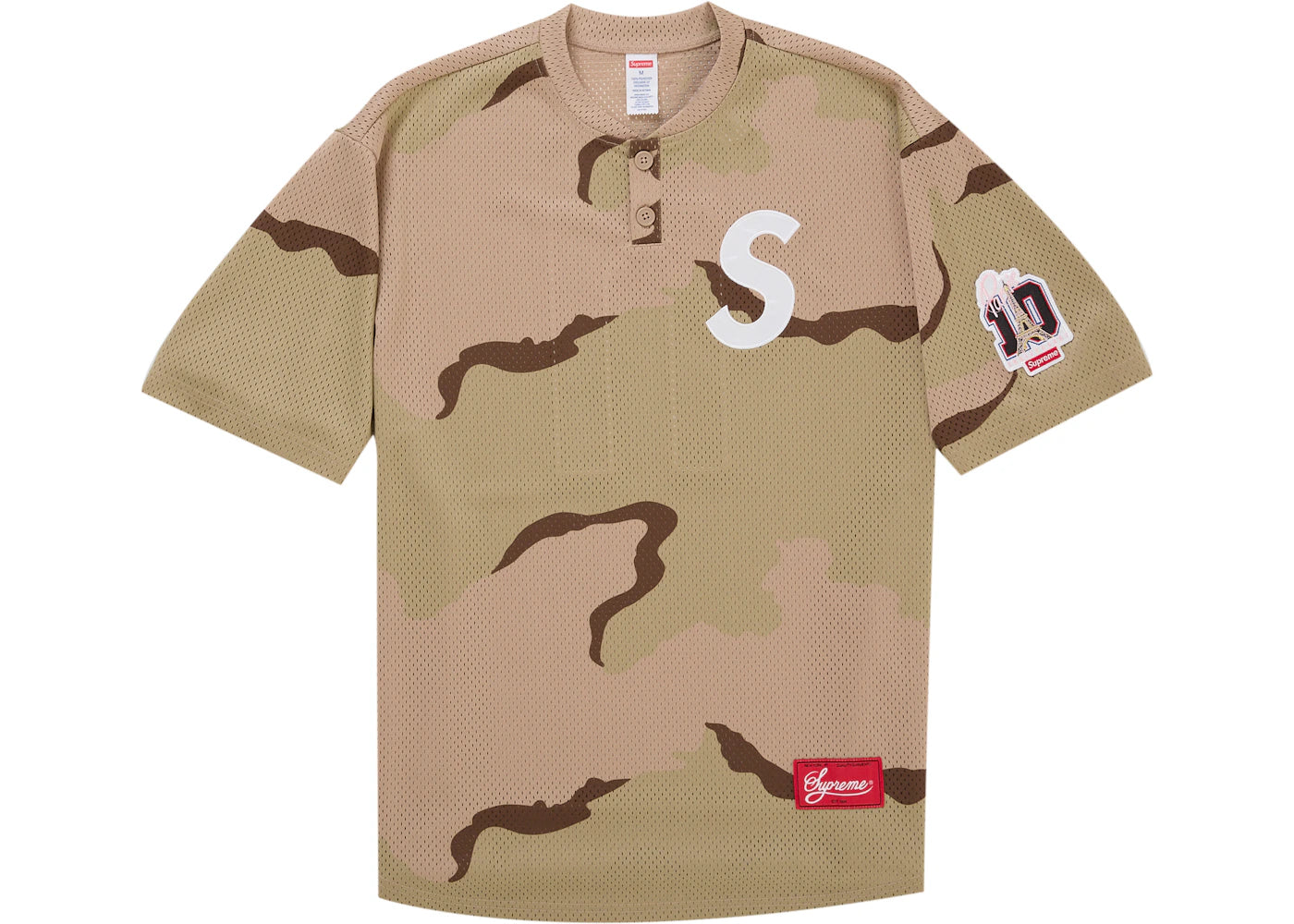 Supreme Paris Shop S Logo Baseball Henley Camo - vue secondaire A