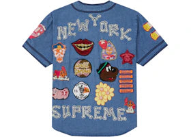 Supreme Patches Denim Baseball Jersey Denim - vue 360