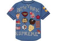 Supreme Patches Denim Baseball Jersey Denim
