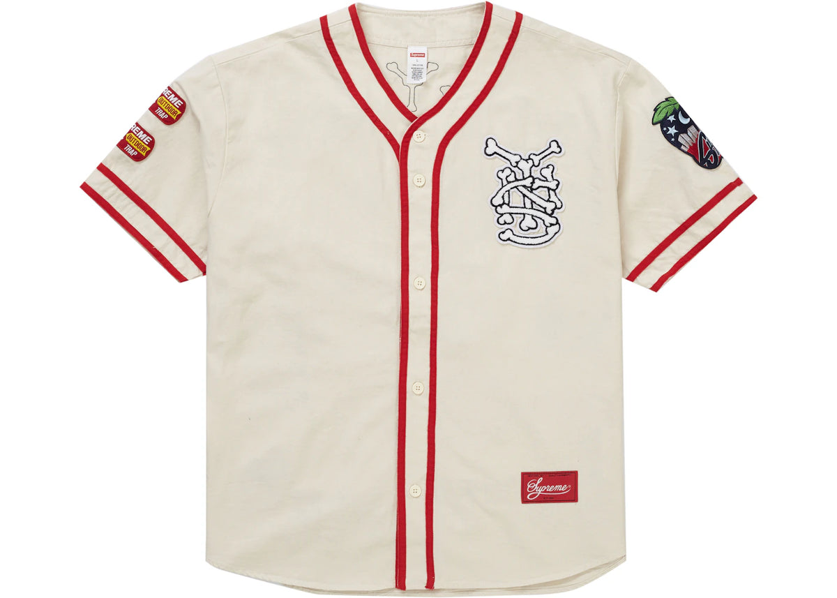 Supreme Patches Denim Baseball Jersey Natural - vue secondaire B