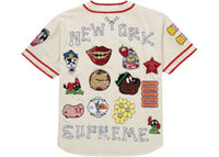 Supreme Patches Denim Baseball Jersey Natural