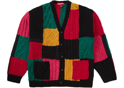 Supreme Patchwork Cable Knit Cardigan Black - product view 2